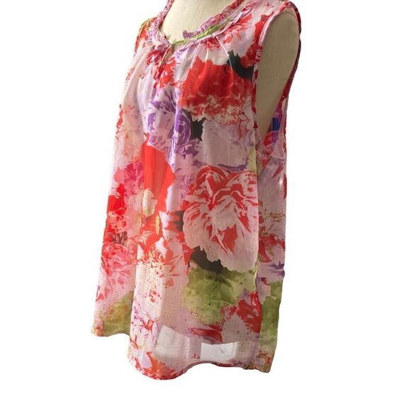 Wildflower Sheer Flowered Tank Top / SZ: XL - Picture 3 of 7